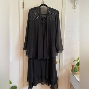 SLNY Women’s is Size Embellished Tired Dress with Jacket